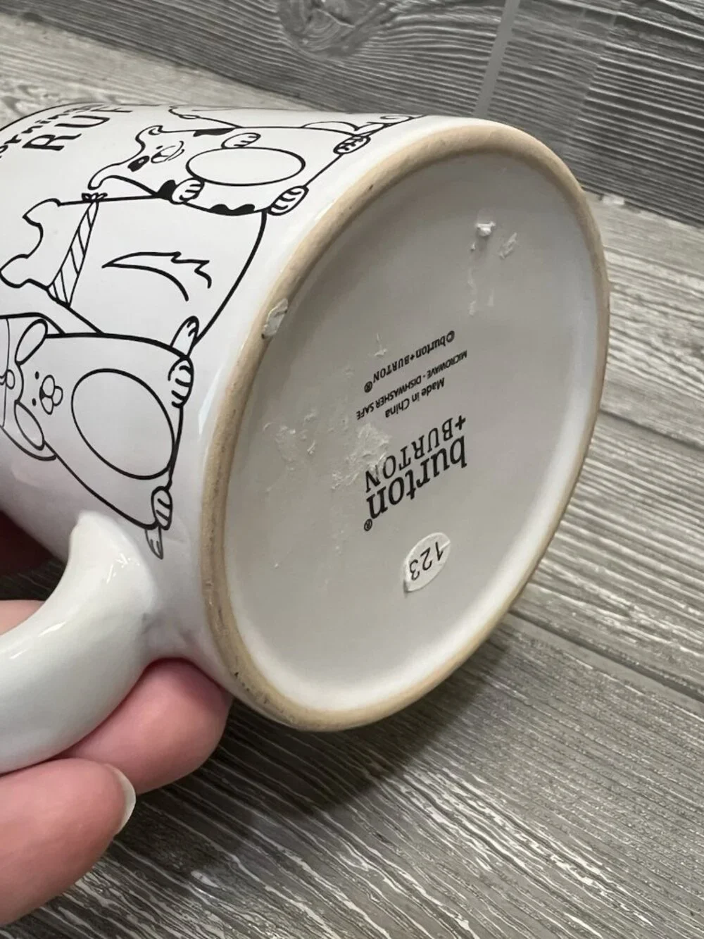 burton + Burton Mornings are RUFF Coffee Mug Cup Dogs Puppies Cute Pets 3.75”